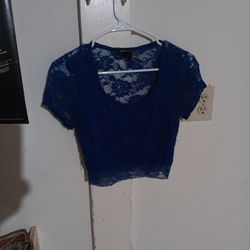 Blue Laced Crop-top