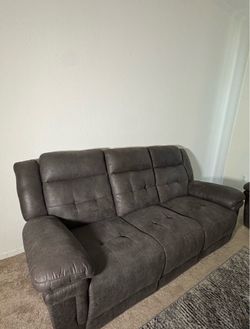 Gray Reclining Sofa Set – 2 Couches – 4 Recliners – Great Condition