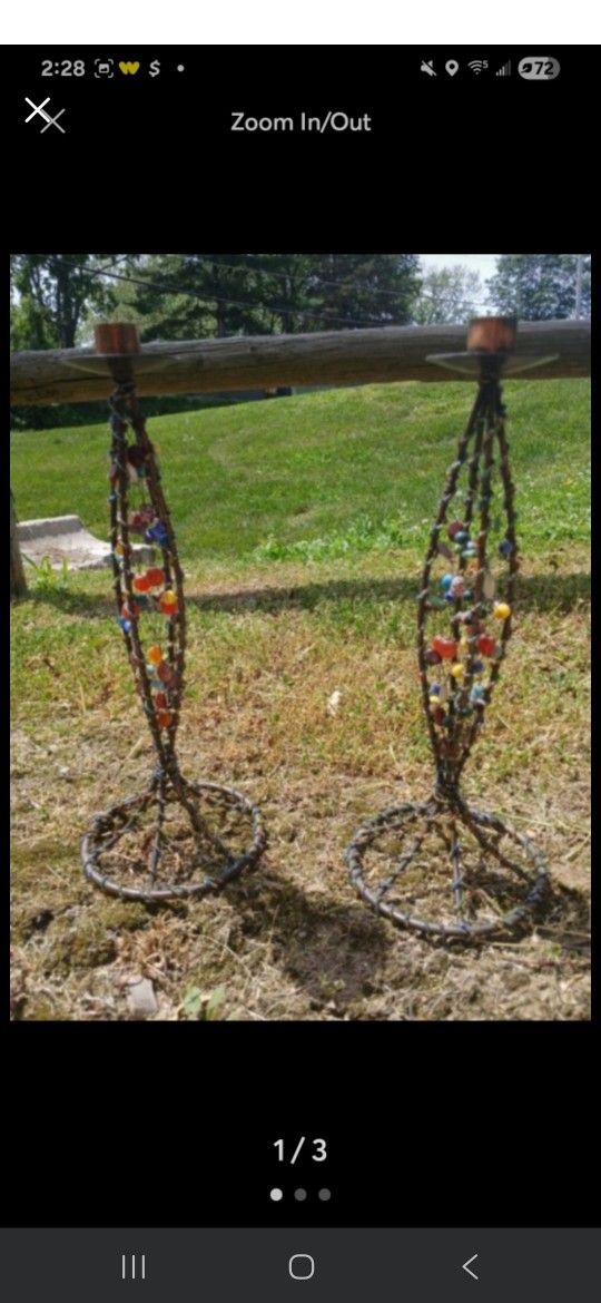 Set Of 2  light candle holder vintage Plastic Beads  used 