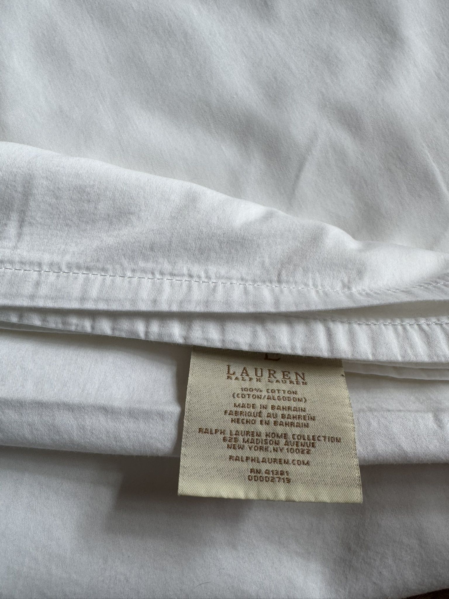 Ralph Lauren Home Collection Queen Flat Sheet 100% Cotton Solid White