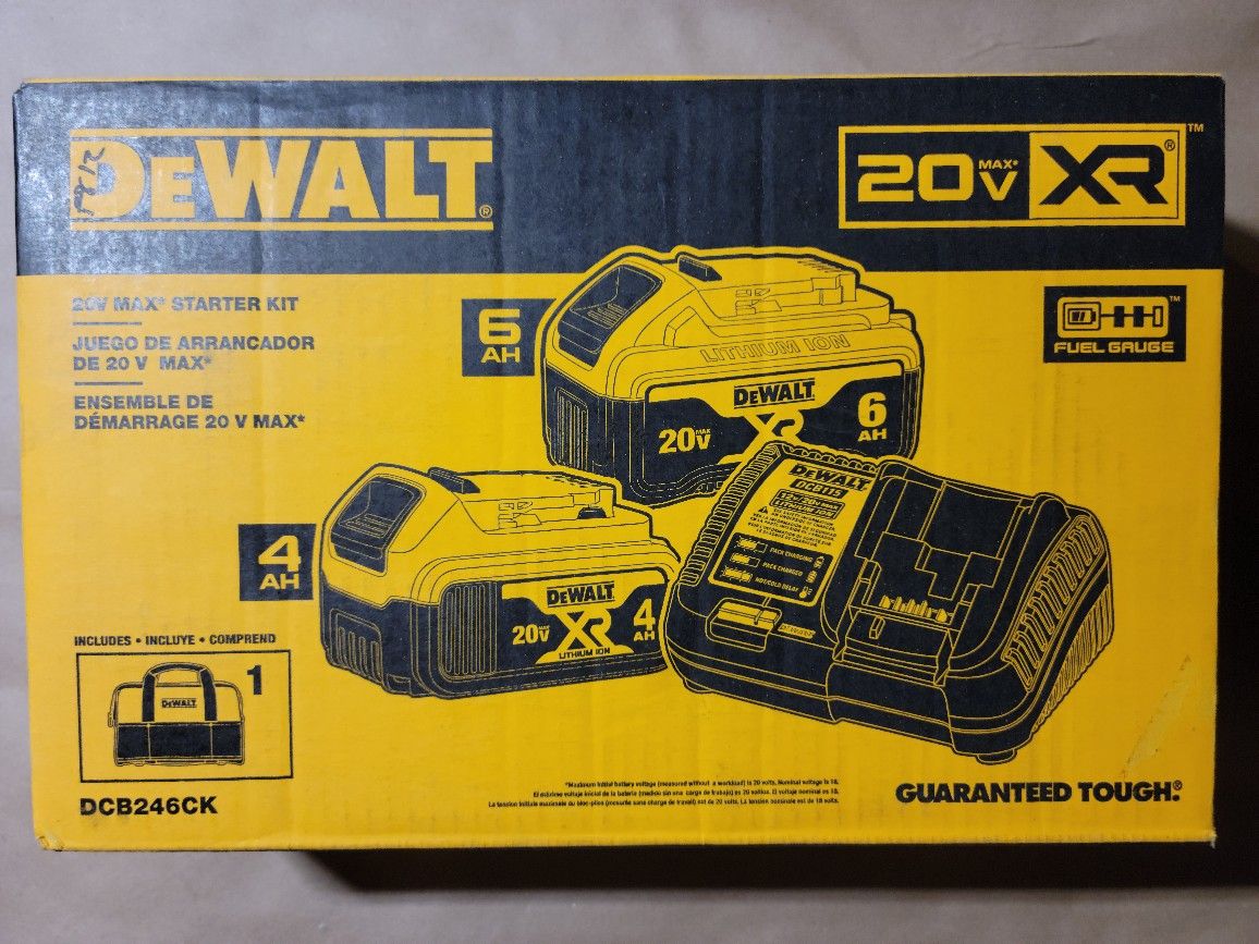 DEWALT
20V MAX XR Premium Lithium-Ion 6.0Ah and 4.0Ah Starter Kit