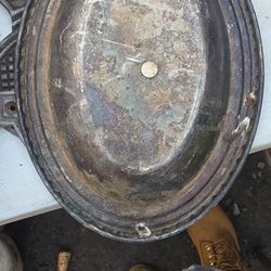 Vintage Copper Tray Solid Copper Oval 9x12” Ornate Rim Oxidized 