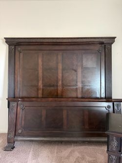 Wood king size bed and two night stands