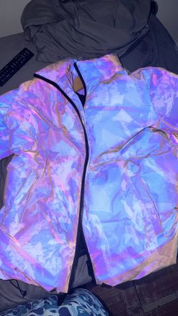 Mountain Reflective Print Funnel Neck Puffer