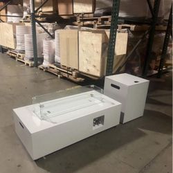 New 42' Outdoor Rectangle Fire Pit Table and Propane Tank Cover 50000 BTU