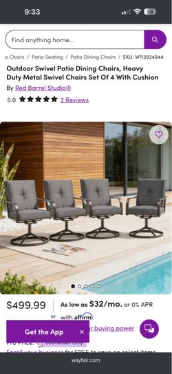 NEW GOOGIC Patio Swivel Bar Stools, Outdoor Bar Height Swivel Chairs Set of 4/Cushion/All Weather