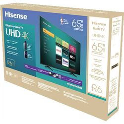 HISENSE 65 INCH UHD ROKU TV'S AVAIL 6-28 65R6E4 GAME MODE BLUETOOTH W/WARRANTY - PAYMENT OPTIONS