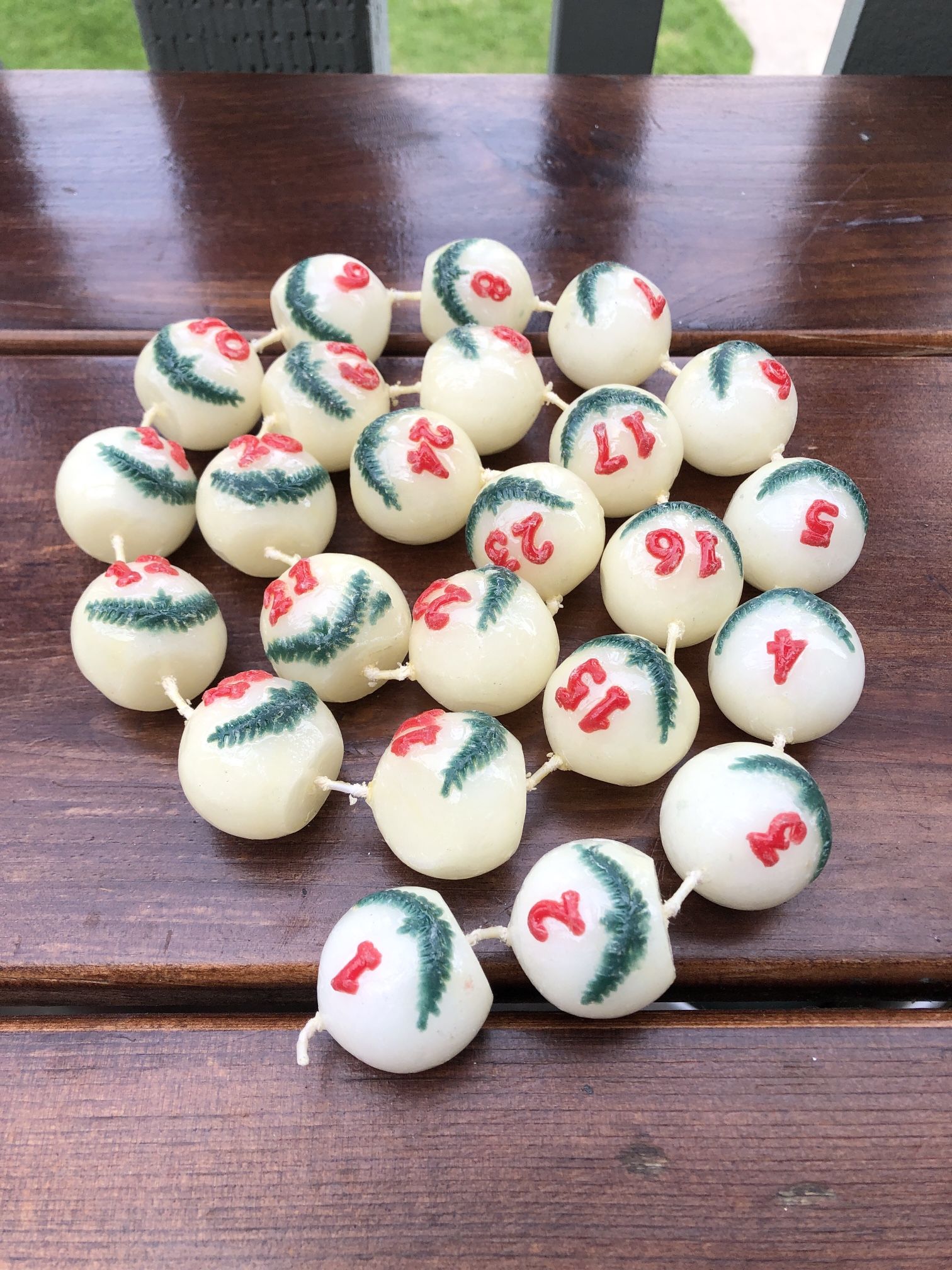 Vintage Christmas String of Advent Candles West Germany Ball Chain