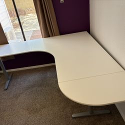 White Ikea GALANT L-Shaped Corner Desk