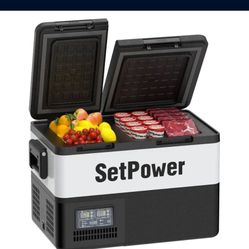 Setpower PT35 - Car Refrigerator with AC Adapter, 35L Dual Zone Portable Freezer, 12 Volt Electric Refrigerator for Camping, Caravan, Truck, Vehicles,