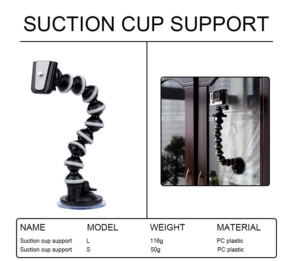 Flexible Gooseneck Hose Rod With Suction Cup Car Mount Holder Action Camera Accessories For GoPro