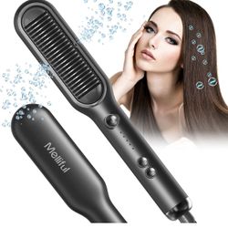 Ionic Hair Straightener Brush | Enhanced Ionic Straightening Comb with 5 Temperature Settings | Lock and Auto-Off Functions for Anti-Scald Safety | PT
