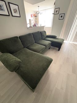 Green Velvet U-Shape Sectional Sofa