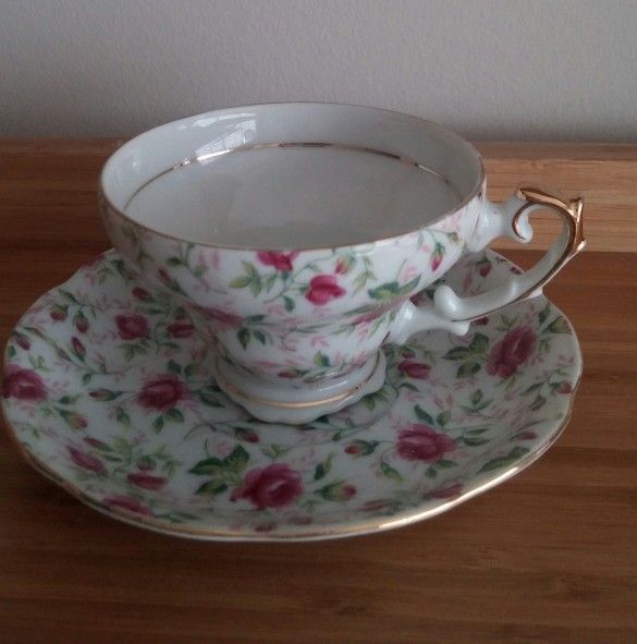 Lefton Handpainted China Teacup And Saucer 