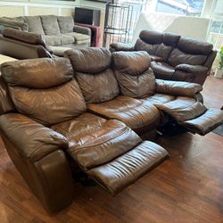 Premium Brown Leather Recliner Set – Ultra Comfortable!