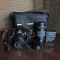 Canon EOS Rebel T6 DSLR Camera Two Lens Kit with EF-S 18-55mm IS II EF 75-300 -