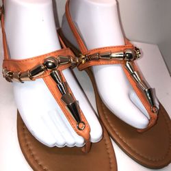 Pink Crush Charmed Orange Sandal Shoes Size 9