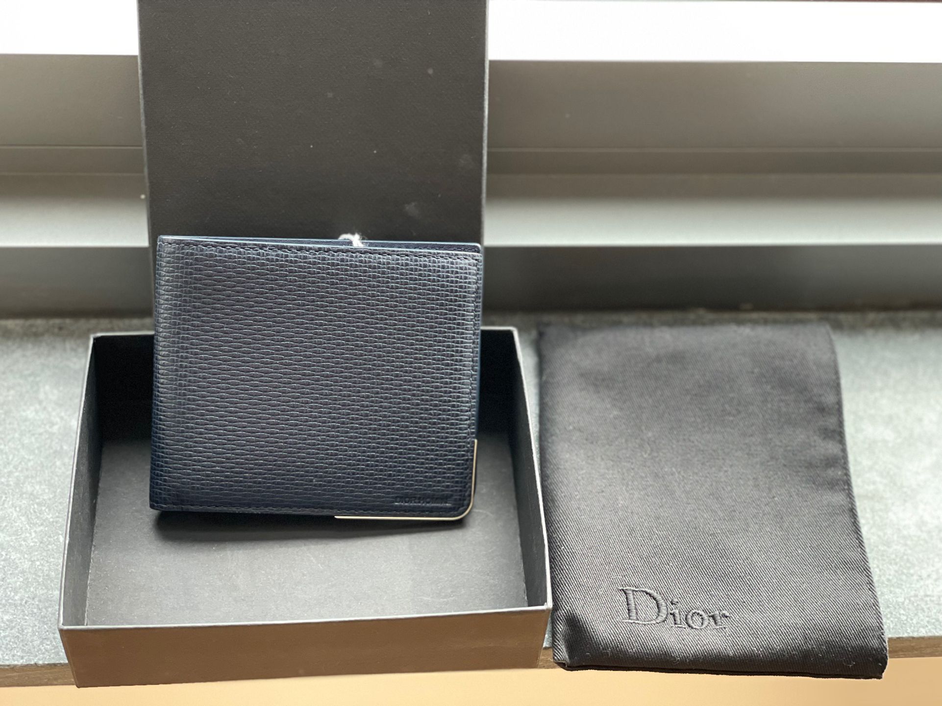 Dior Homme Wallet -Royal Blue Leather w/Bag & Box, New, Beautifully Chic! Rare !