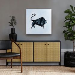 Original acrylic painting "Charge of Silence” on stretched canvas 12” x 12”