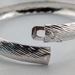 Italian Designer LIRM Beautiful Textured Sterling Silver Bracelet Size 7.5