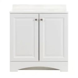 31 in. Single Sink White Bath Vanity with White Cultured Marble Top 