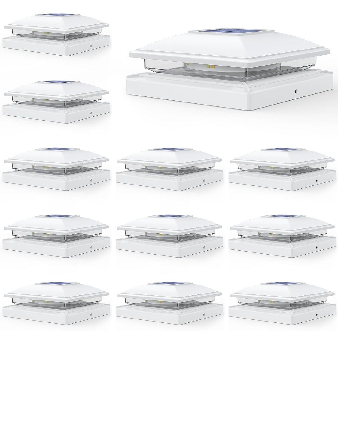 12 Pack Solar Post Cap Lights, 2 Modes(Warm/Cool Light) Outdoor Waterproof Fence Post Solar Lights, Solar Powered Garden, Patio, Deck Decor for 4x4, 5