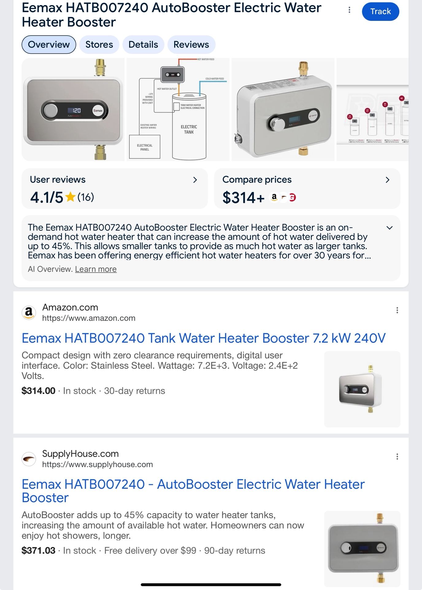 EEMAX HATB007240 WATER HEATER BOOSTER