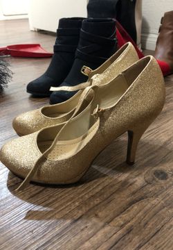 Gold shimmer heels