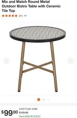 Round Metal And Wood Ceramic Time Table 