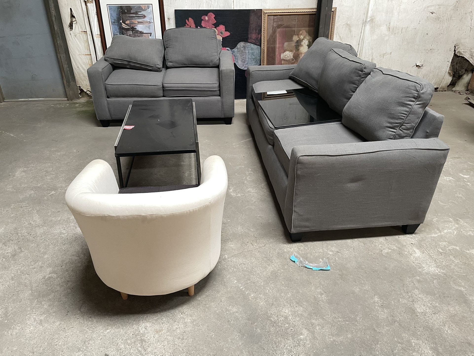 Gray Sofa Set With Coffee Table $ Accent Fair