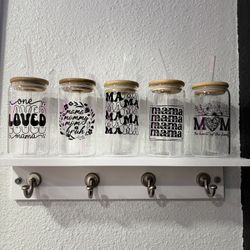 16/20 Oz Glass Cups With Lids 