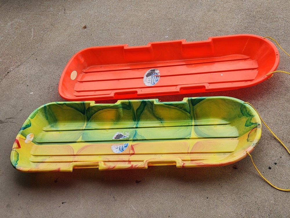 Pair Of Pre-Loved Snowtwin 48" Toboggans / Sleds / Snow Sledding