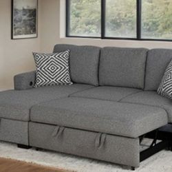 Brand New Grey Sectional Sofa Storage Sleeper 