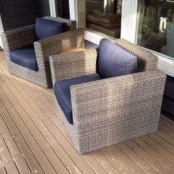 Navy Wicker Deck Chairs - 2 Each - Ballard Design