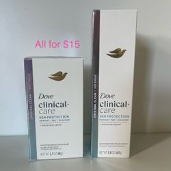 2 Dove Clinical Care Antiperspirant Deodorant Dry Spray 3.8oz & Stick 1.7oz , Original Clean