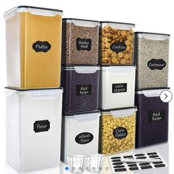 Large Tall Airtight Food Storage Containers, 10 PACK Plastic Airtight Kitchen & Pantry Organization, Ideal for Flour & Sugar Plastic Canister