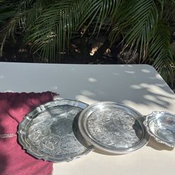 Silver Plates & Bowl
