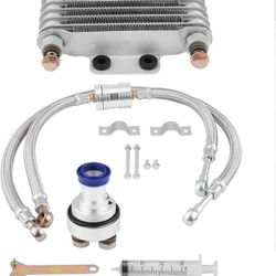Brand New Engine Oil Cooler, Motorcycle Oil Cooling Radiator System Kit for Honda CB CG 100CC-250CC(Silver 85ML) A30