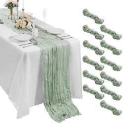 Bailarina 12 Pack Cheesecloth Table Runner 17x108 Inch Long Gauze Cheese Cloth 9ft Wrinkled Sheer Table Runner For Wedding Reception Birthday Party Ta