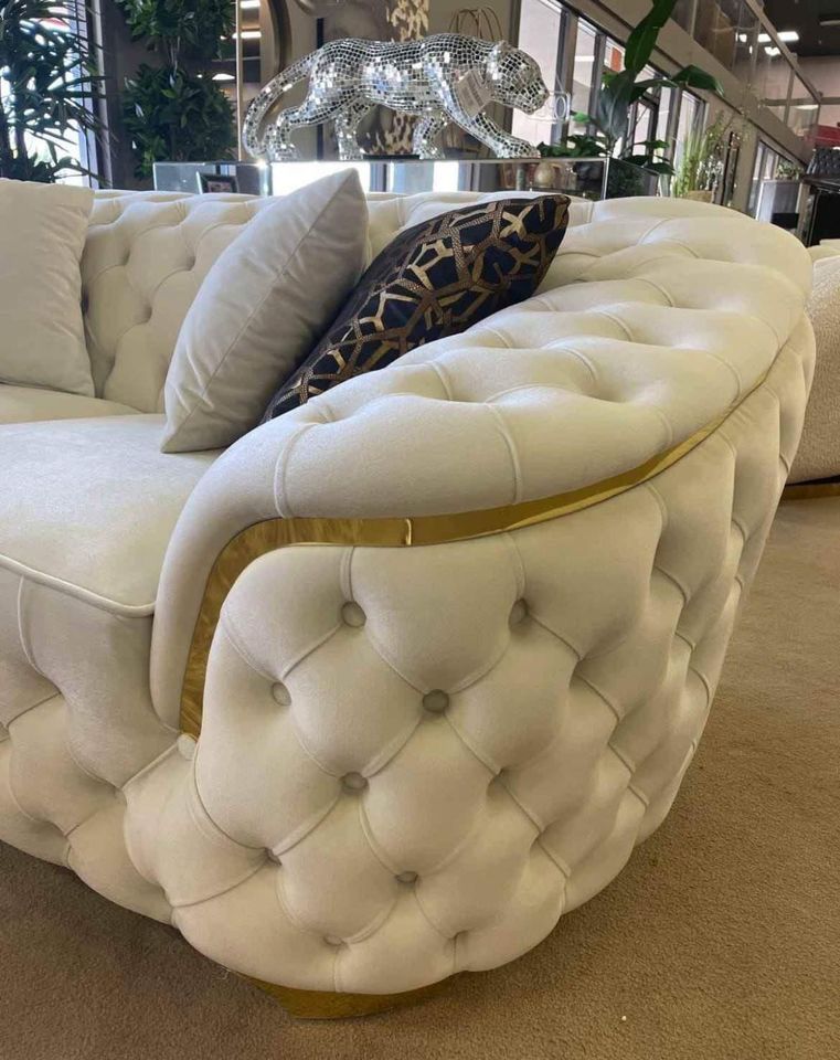White Velvet Luppino Sofa Set