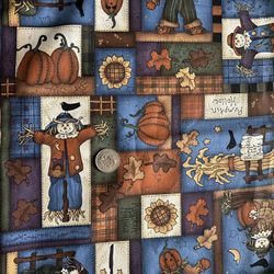 Fabric cotton material cloth harvest fall autumn scarecrow pumpkin season sewing quilting crafting