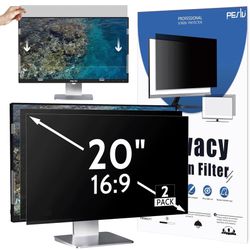 2 Pack of 20" (16:9 Aspect Ratio) Privacy Screen for Computer Monitor w/ Kit
