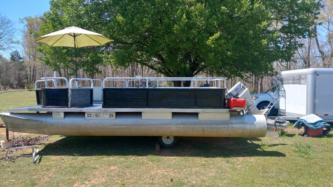 1986 Riviera 20f Pontoon With 30hp Chrysler Motor 