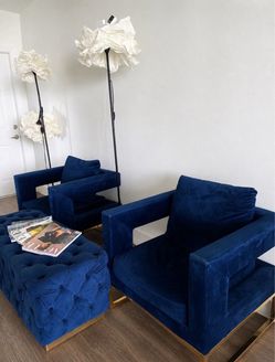 Blue Accent Chairs with bench