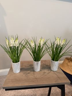 Thee Faux Flower Pots