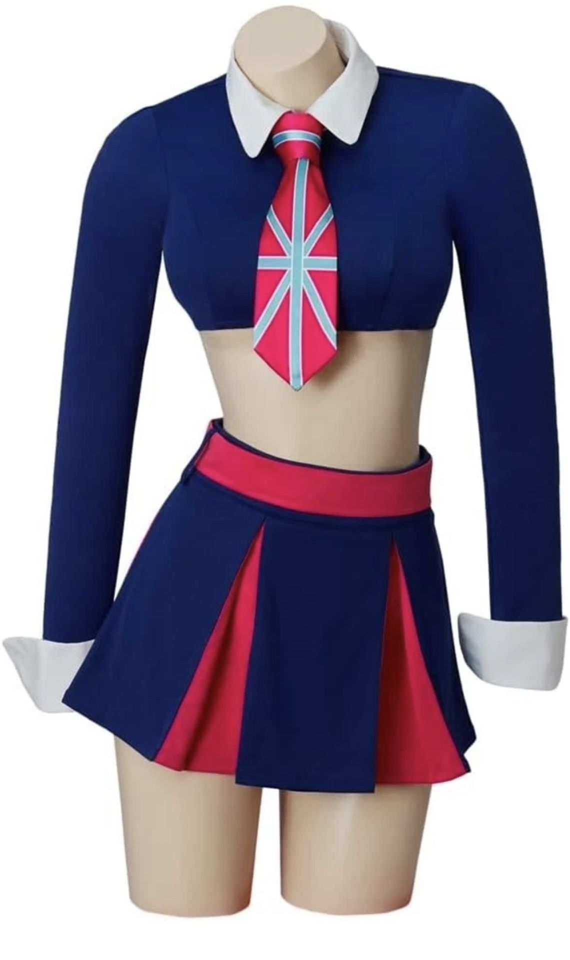 Fook Mi / Yu Austin Powers Twins Crop Top & Skirt Roleplay School Girl Costume L