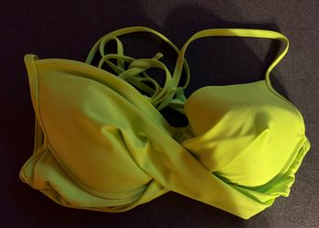 RELLECIGA Neon green Padded Tie Back Bikini Top XL