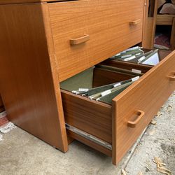 Mid Century Modern Teak File Cabinet Locking W Keys Vintage Sun Cabinet Thailand dresser danish office home 