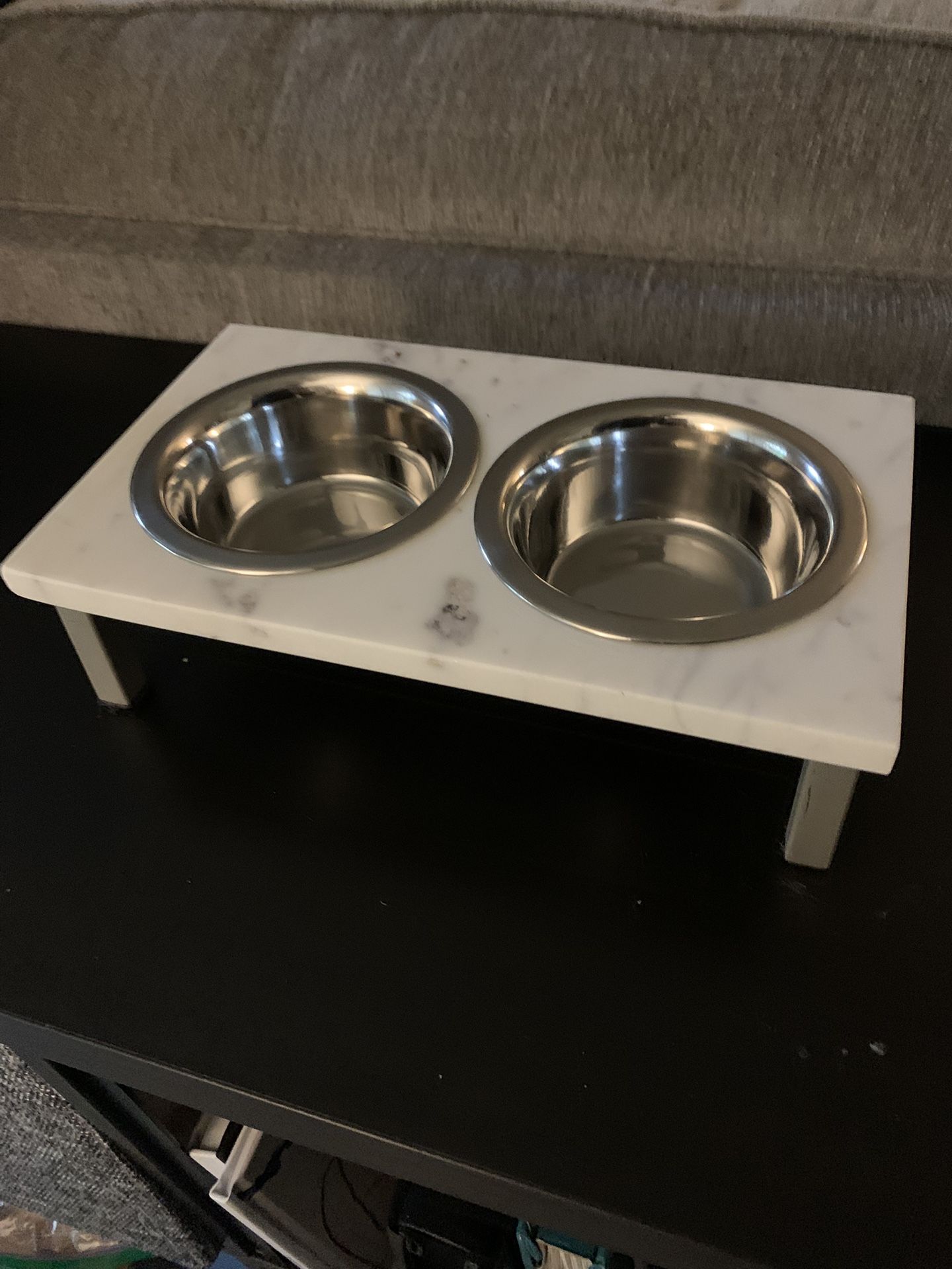 Marble Stainless Steel Elevated Pet Bowl Holder