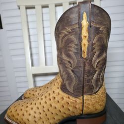 Dan Post Kershaw Ostrich Western Boot Broad Square Toe DP4951 Men Sz 11 D